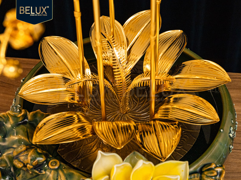 Chậu Lan Vàng Sen Ngọc Vàng mạ vàng 24k&nbsp;cao 43cm